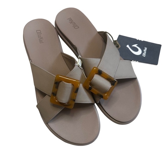 OluKai Shoes - Olukai La'i Slide Womens 11 Taupe Water Resistant Slip On Comfort Sandals New